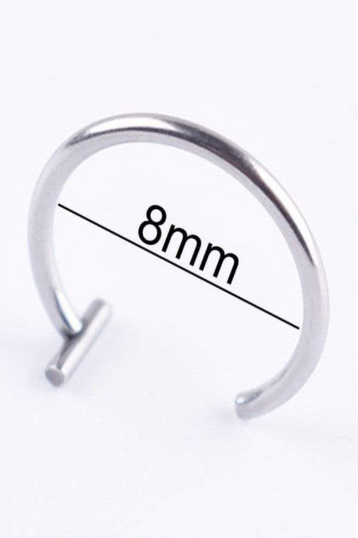 8mm Titanium Silver Faux Lip & Nose Ring, Fake Lip Nose Piercing, Faux Earring Hoop Piercing