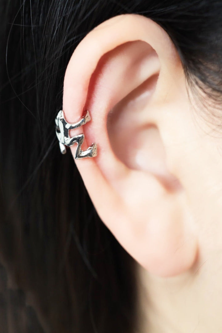 Silver Frog Helix Faux Piercing Ear Cuffs