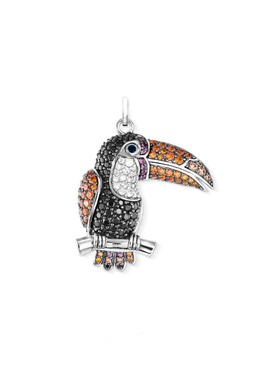 Crystal Toucan Pendant in Sterling Silver, Bird Crystal Pendant