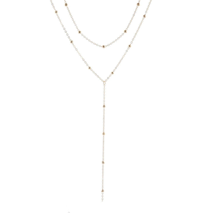 Dainty Y2K Layered Beaded Metallic Necklace, Available in Silver & Gold