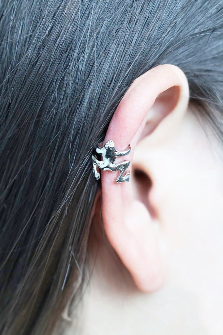 Silver Frog Helix Faux Piercing Ear Cuffs