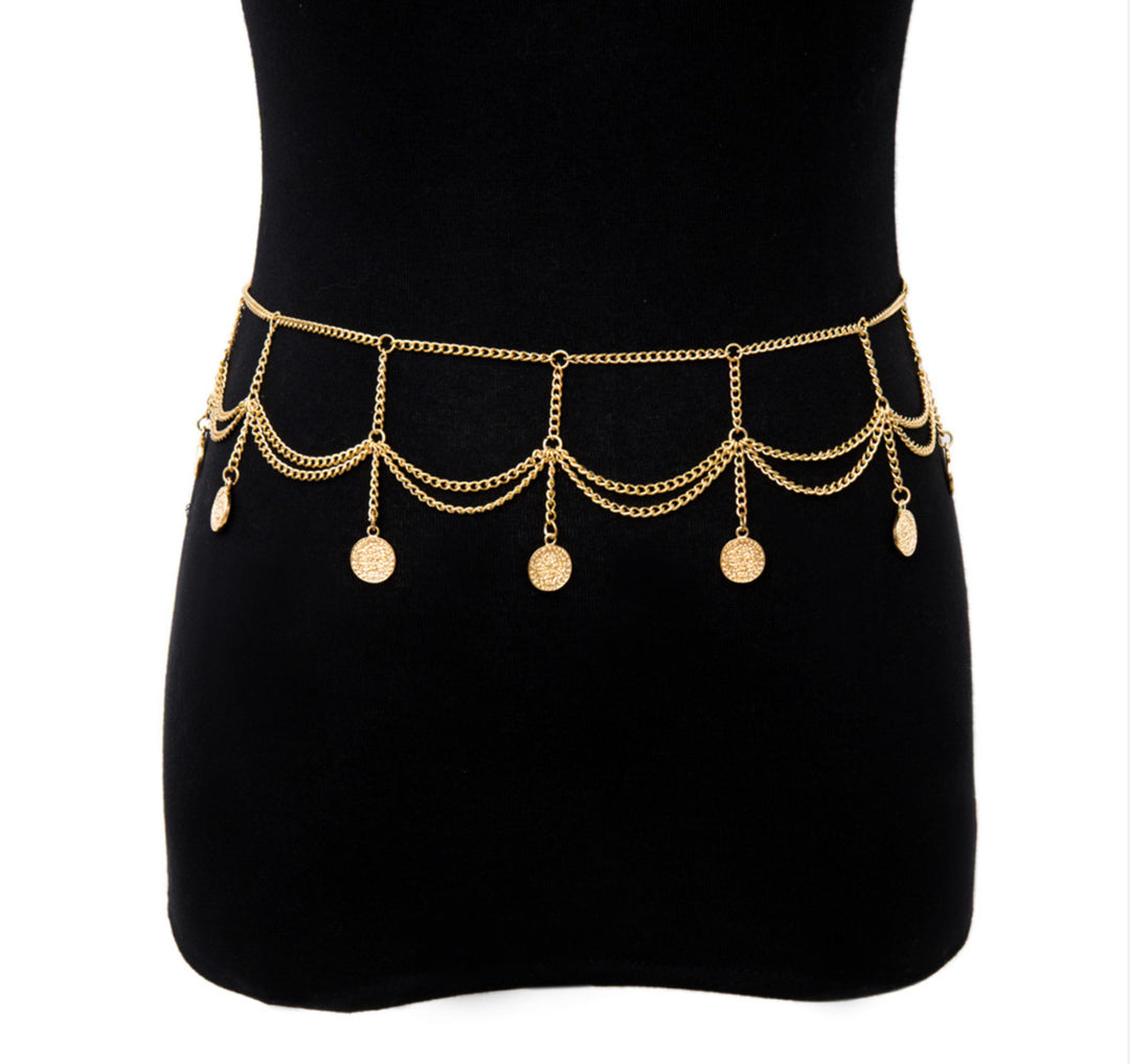 Gold Coin Tassel Belly Waist Chain