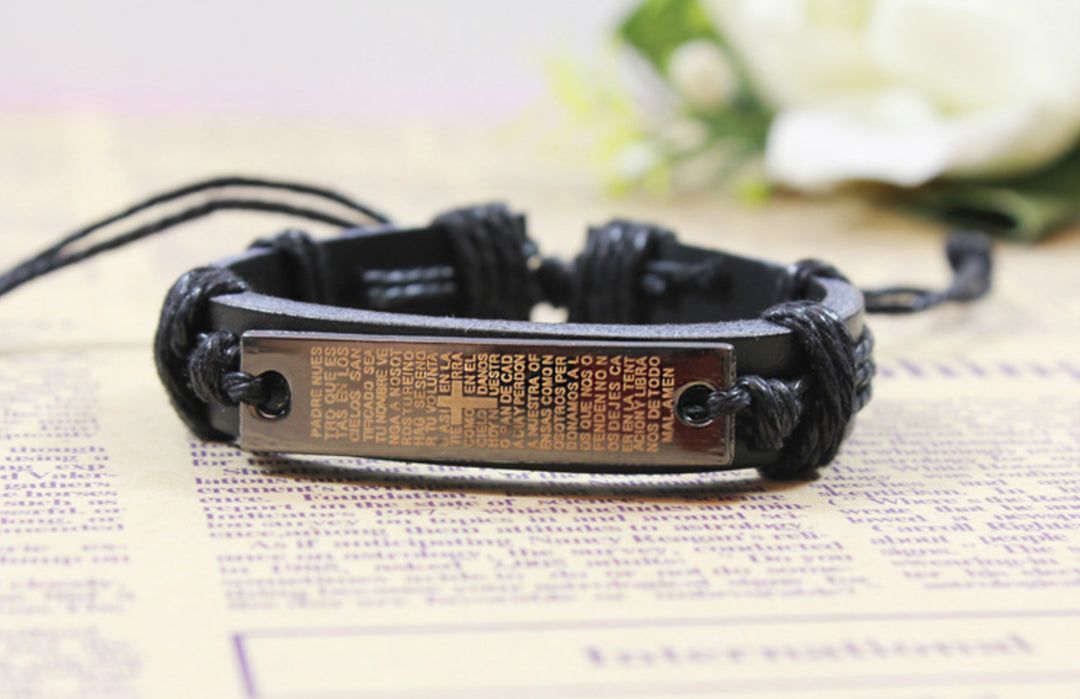 Leather Strap Bracelet, Unisex Cross Bracelet, Men’s Bracelet, Cross Bracelet