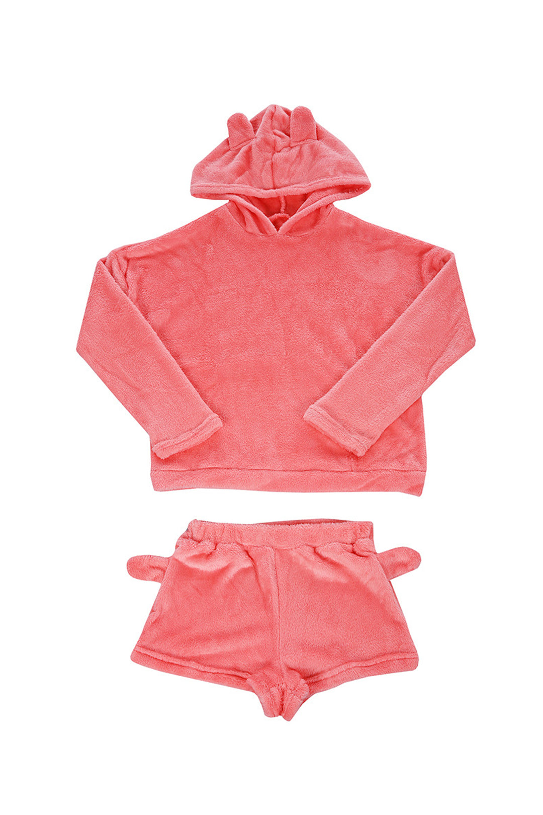 Y2K Velour Kitty Graphic Design Tracksuit Set, Crop Top & Shorts Loungewear Set