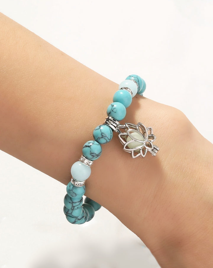 Turquoise Crystal Tumble Stone Beaded Stone Bracelet, Healing Stone Bracelet