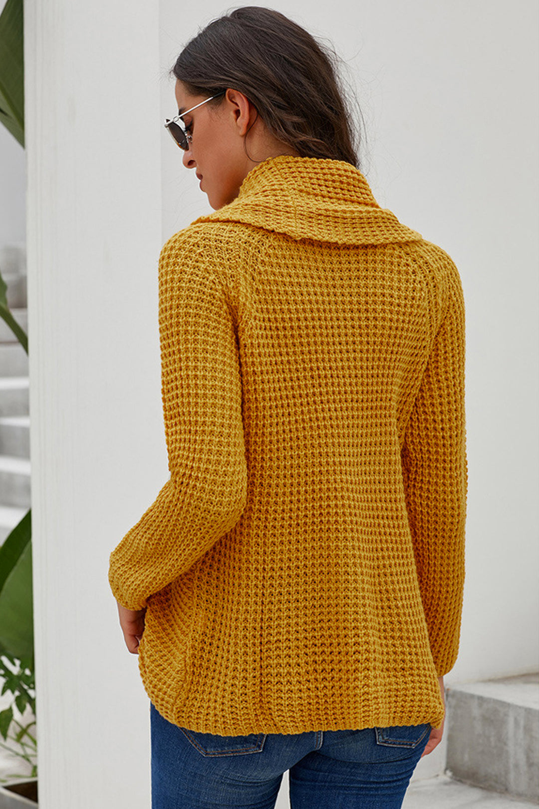 Oversized Wool Knit Look Diagonal Button Up Jumper, Available in 6 Colors