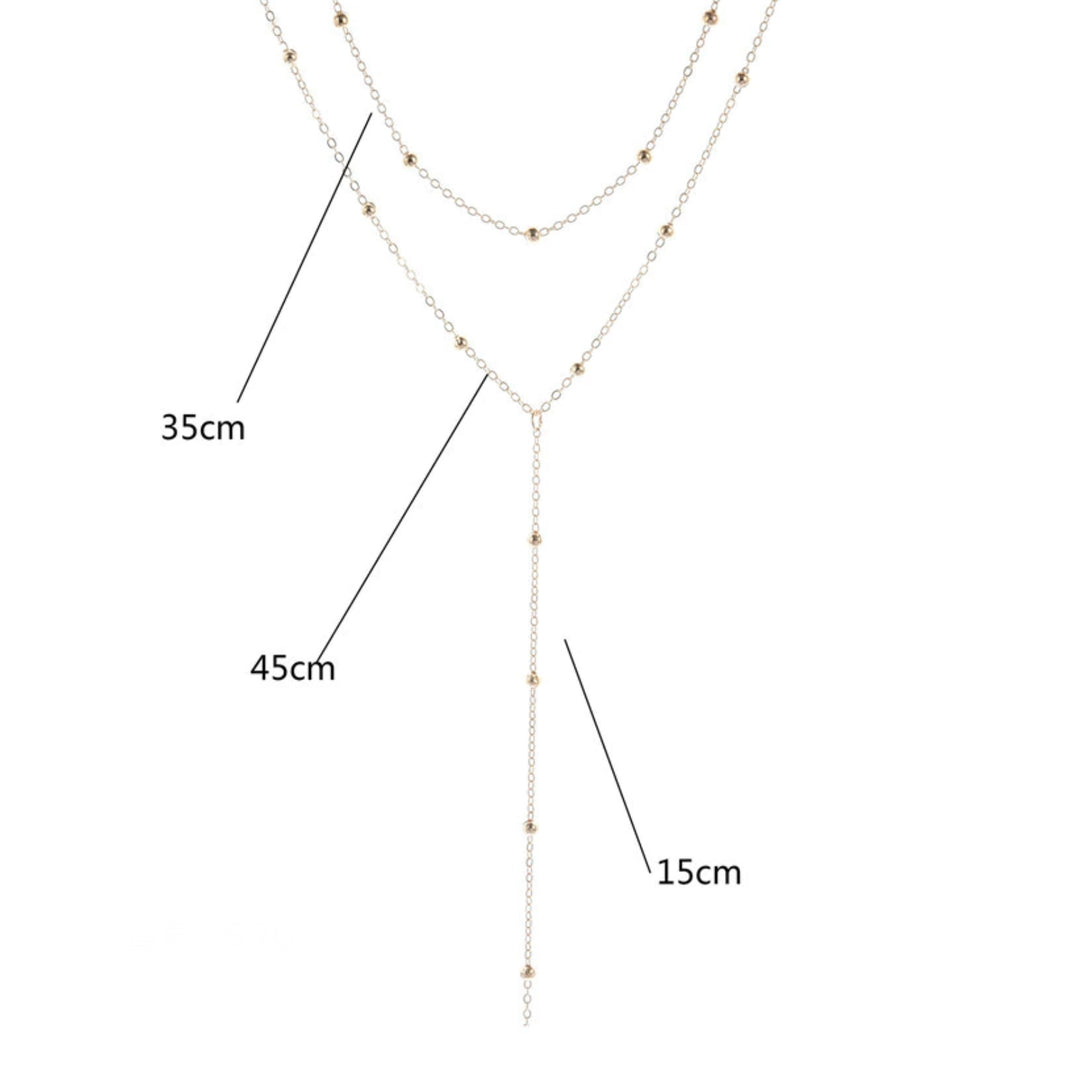 Dainty Y2K Layered Beaded Metallic Necklace, Available in Silver & Gold