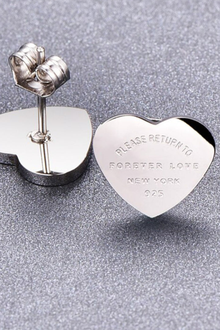 Stainless Steel Heart Shaped Stud Friendship Earrings