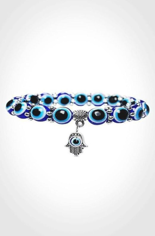 Stunning Fatima Hand Charm Evil Eye Bead Bracelet Jewelry - Hayati London