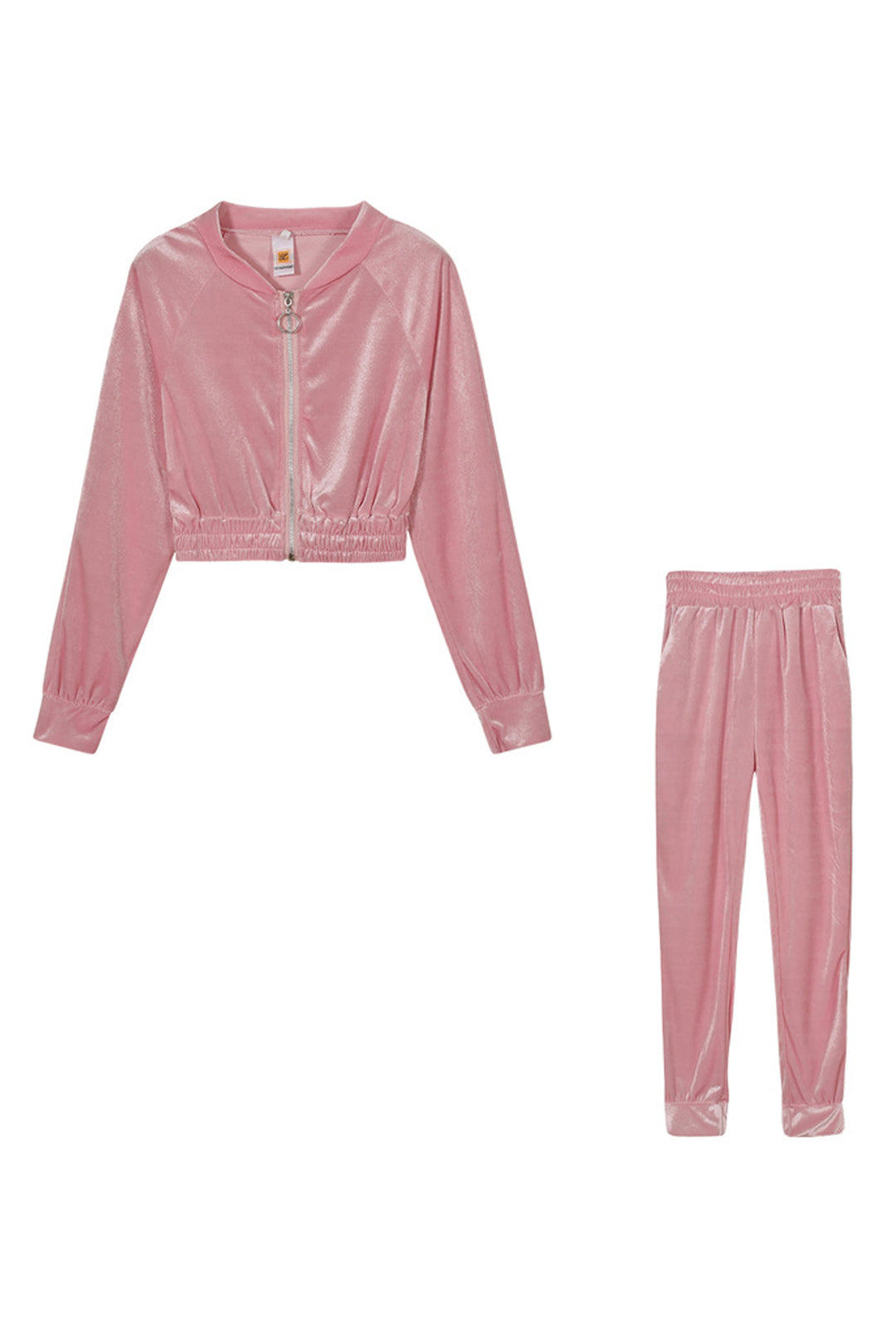 Y2K Shimmery Velour Tracksuit Set, Available in the Colors Peach, Blush Pink & Black