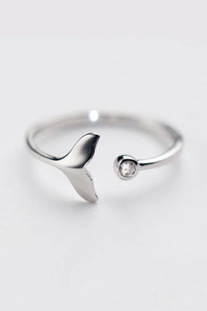 Minimalistic Silver Plated Rhinestone Crystal Fishtail Ring