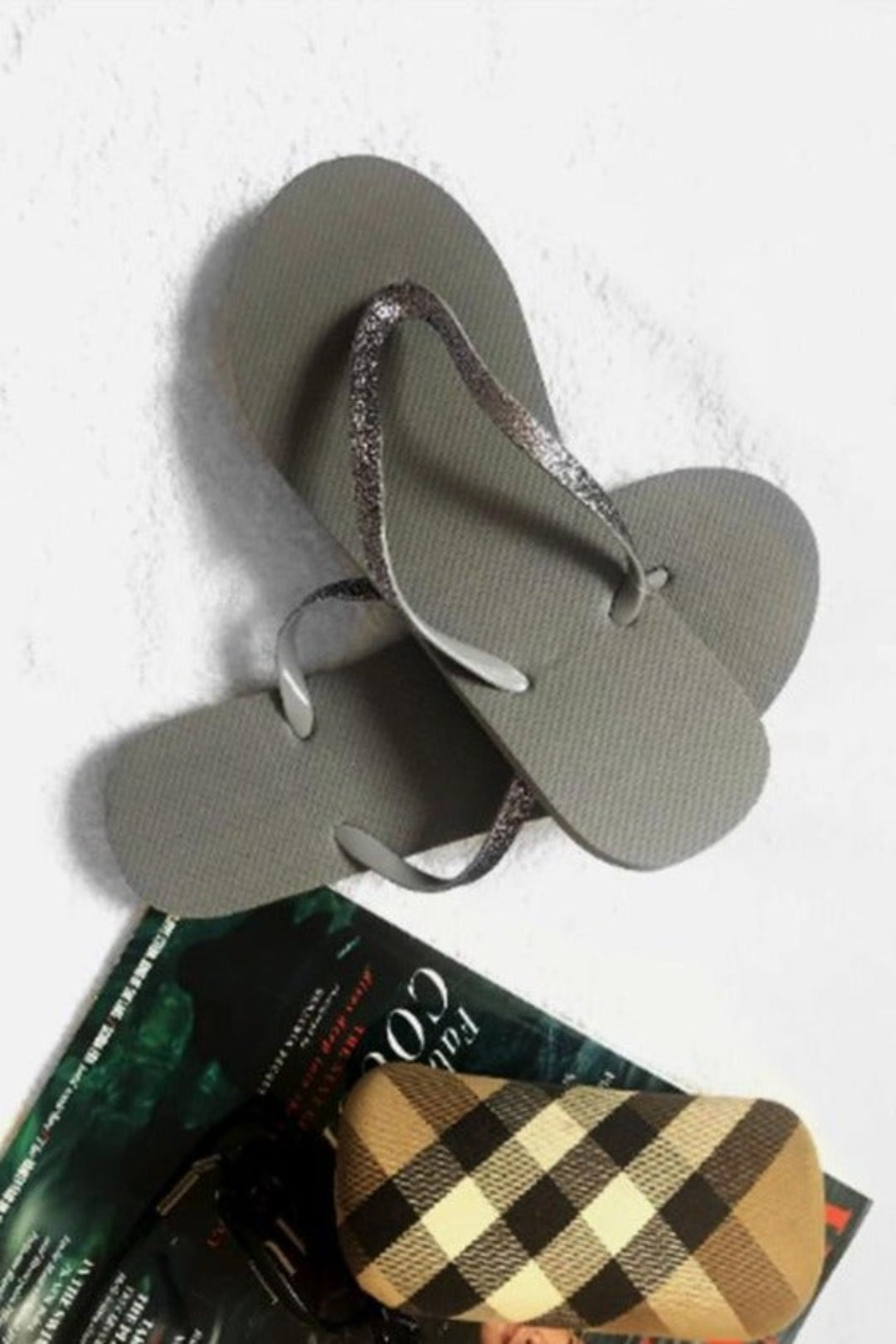 Grey Glitter Strap Flip-flops, Beach Slippers, Bright, Lightweight and Comfortable. Comfortable Summer Holidays Beach Pool Shower Sandals. - Hayati London