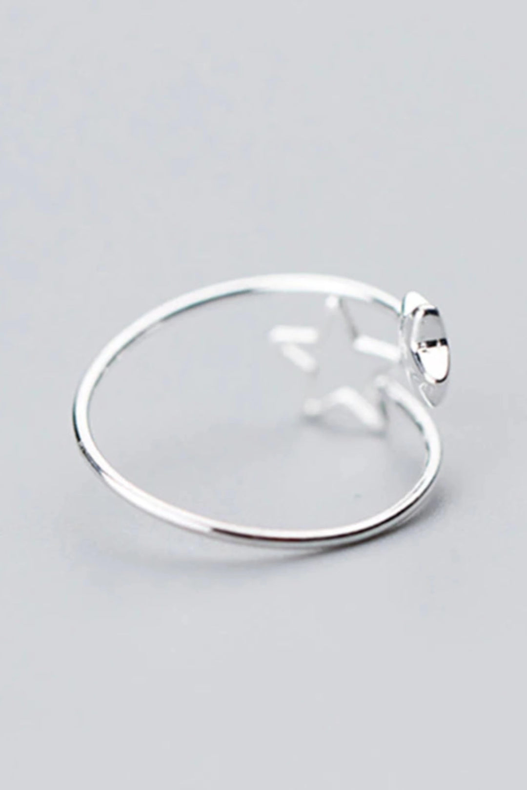 Dainty Minimalistic Silver Star Decor Charm Ring, Women's Carved Ring