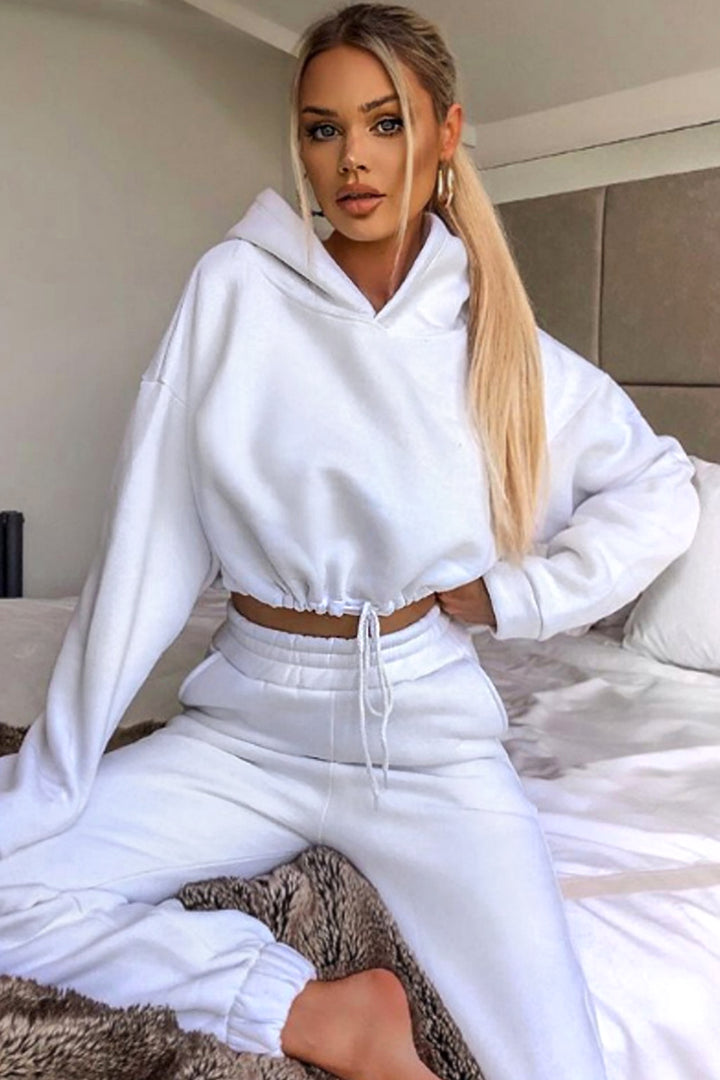 Co Ord Two Piece Cotton Look Tracksuit Set, Oversized Hoodie Tracksuit Jogger Sweat Pants