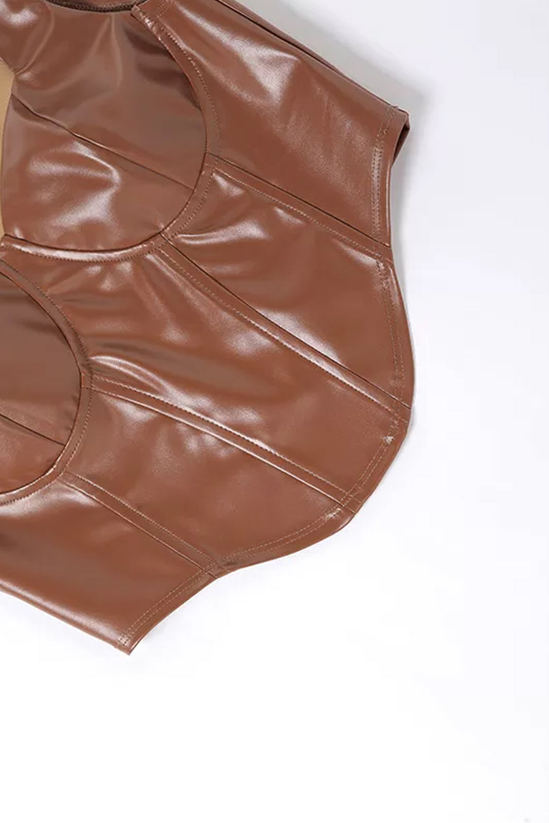 Vegan Leather Boned Push Up Corset Crop Top, PU Corset Top, Available in Chocolate Brown & Black