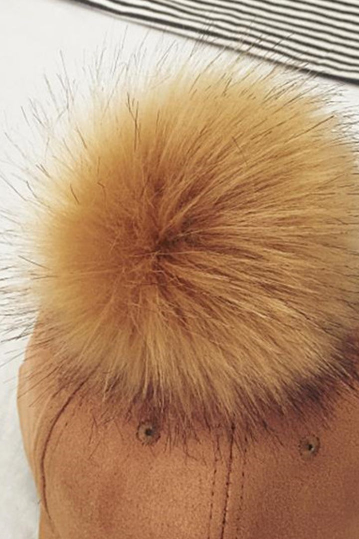 Faux Fur Pom Pom Teddy Baseball Cap, Available in 5 Colors