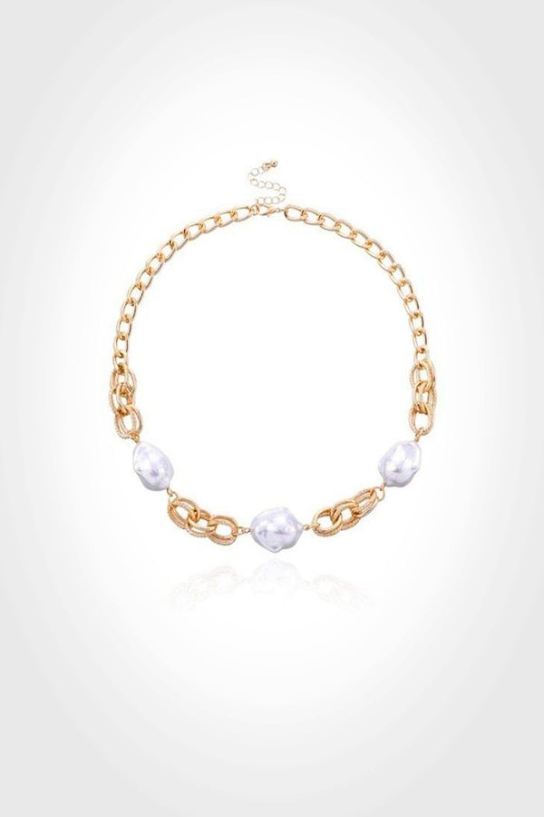 Breathtaking Pearl Choker Necklace For Women, with Gold Chain and Irregular Pearls, also Perfect Gift for a Lady - Hayati London