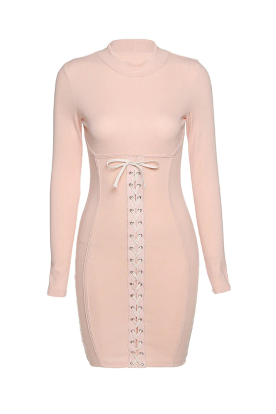 Lace Me Up Long Sleeve Bodycon Dress - Hayati London