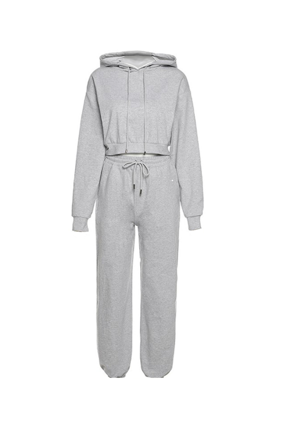 Co Ord Cropped Hoodie & Fleece Trousers Tracksuit Set, Oversized Hoodie Tracksuit Jogger Sweat Pants