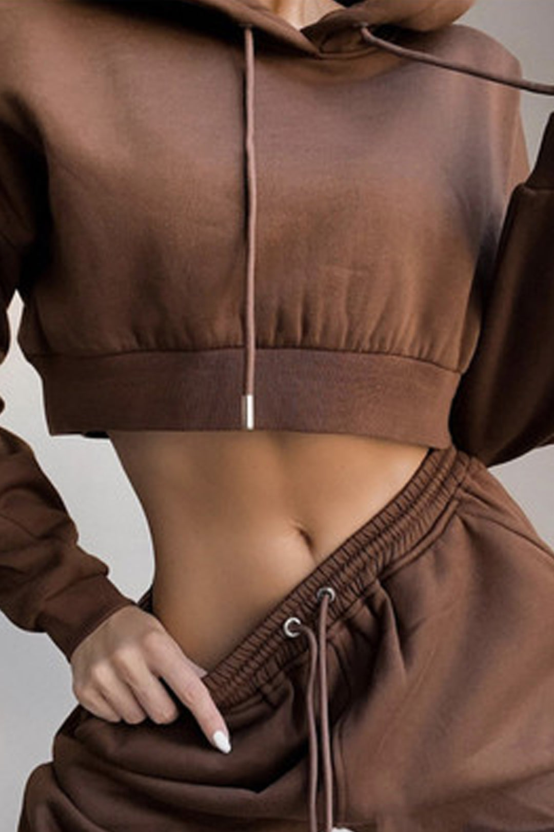 Co Ord Cropped Hoodie & Fleece Trousers Tracksuit Set, Oversized Hoodie Tracksuit Jogger Sweat Pants