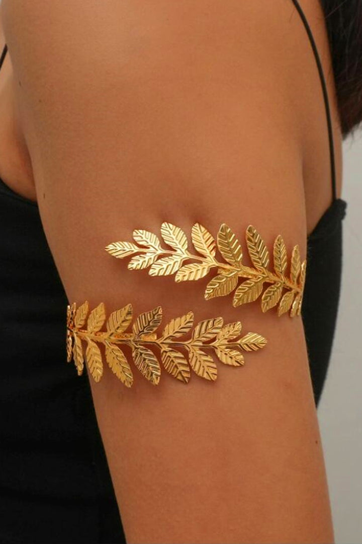 Chunky Leaf Decor Upper Arm Bracelet Cuff, Y2K Festival Bracelets Body Jewelry