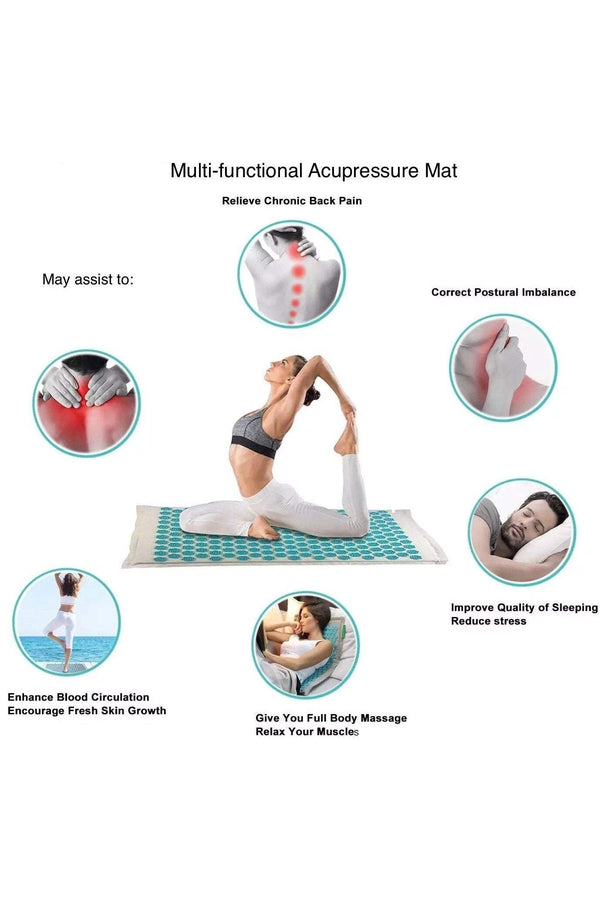 Acupressure Mat, Massage, Relaxation Mat. Mat, Pillow plus Carry Case - Hayati London