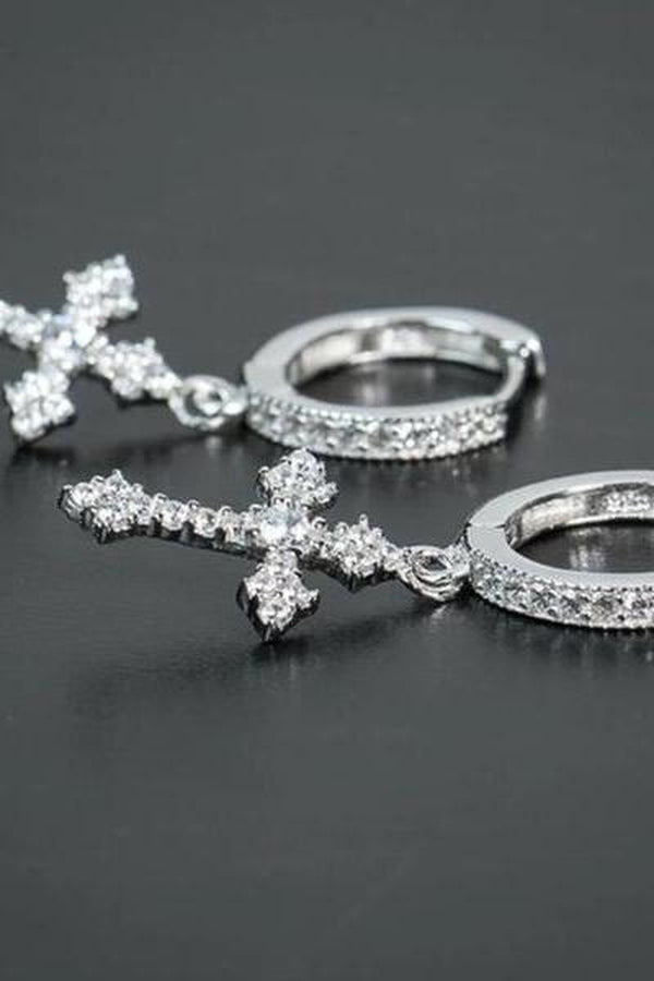 Beautiful Unisex Cross Zircon Earrings - Hayati London