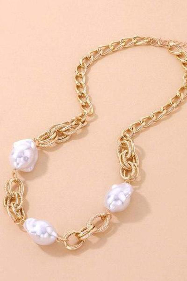 Breathtaking Pearl Choker Necklace For Women, with Gold Chain and Irregular Pearls, also Perfect Gift for a Lady - Hayati London