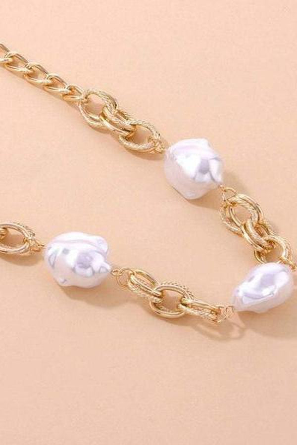 Breathtaking Pearl Choker Necklace For Women, with Gold Chain and Irregular Pearls, also Perfect Gift for a Lady - Hayati London