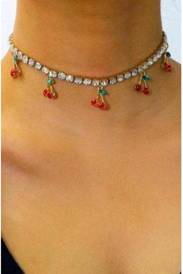 Cherry Pendant Necklace Chain Choker Fashion Hip-Hop Jewelry for Women Gift - Hayati London