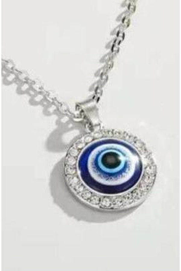 Crystal Blue Evil Eye Pendant Necklace - Hayati London