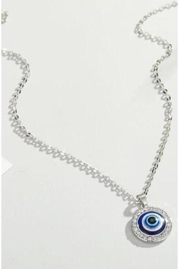 Crystal Blue Evil Eye Pendant Necklace - Hayati London