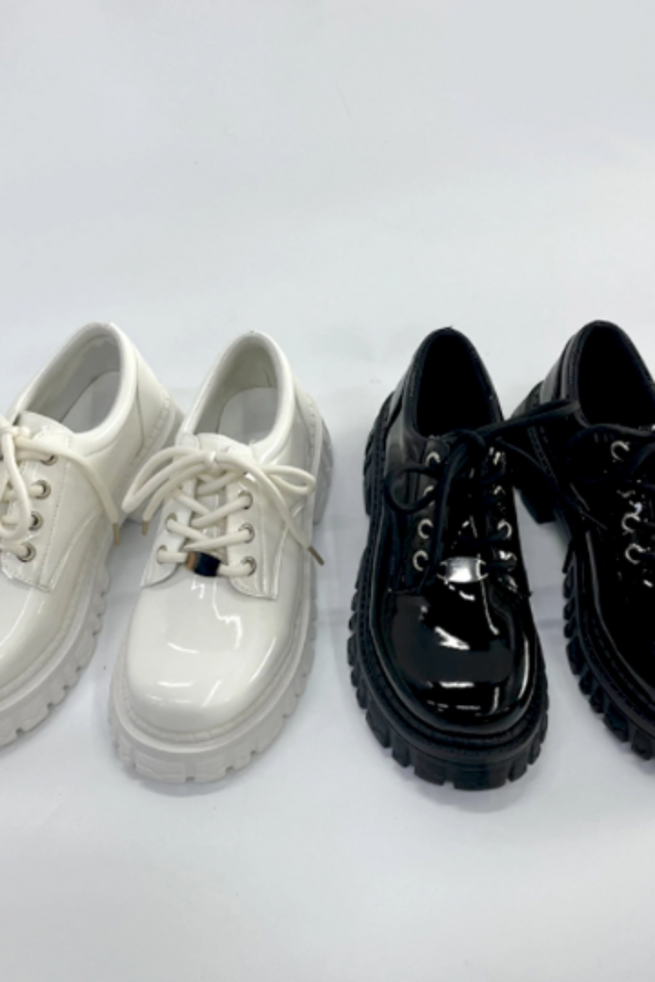 Chunky Treaded Platform Lug Sole Oxford Shoes, Lace Up Shoes, Mary Janes, Available in Black Patent & White Patent