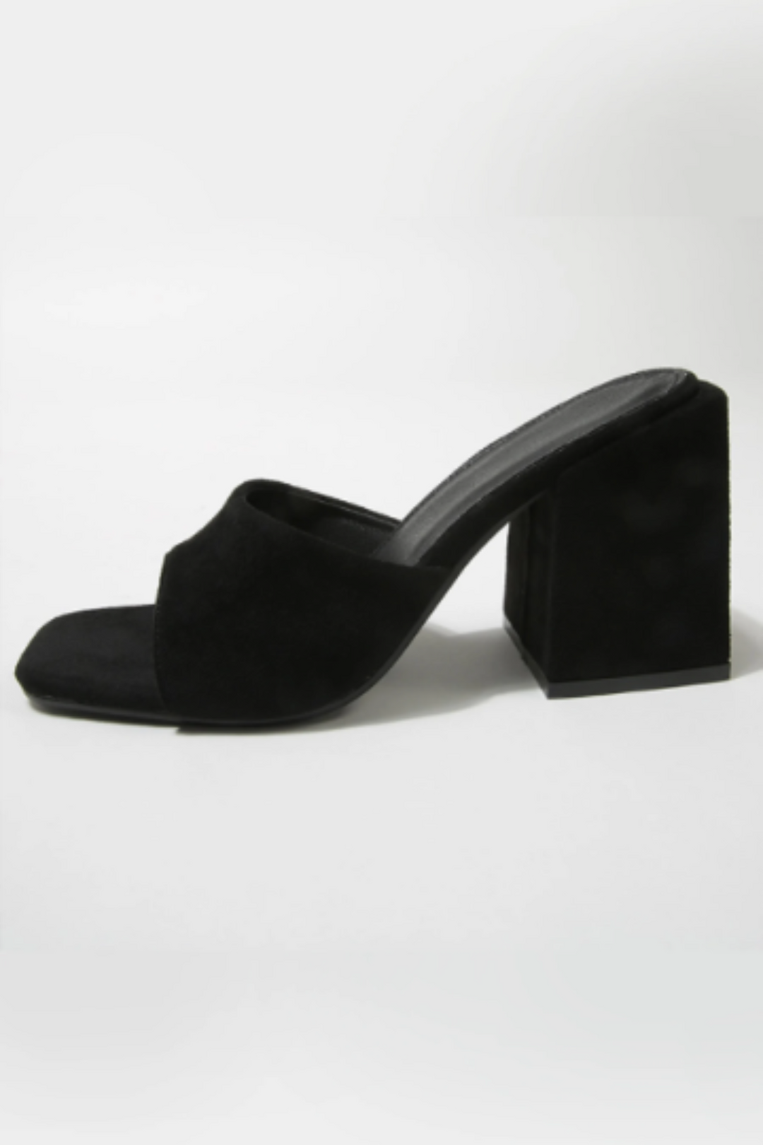 Minimalist Chunky Block Heeled Mule Sandals, Available in Colours Nude Suede & Black Suede