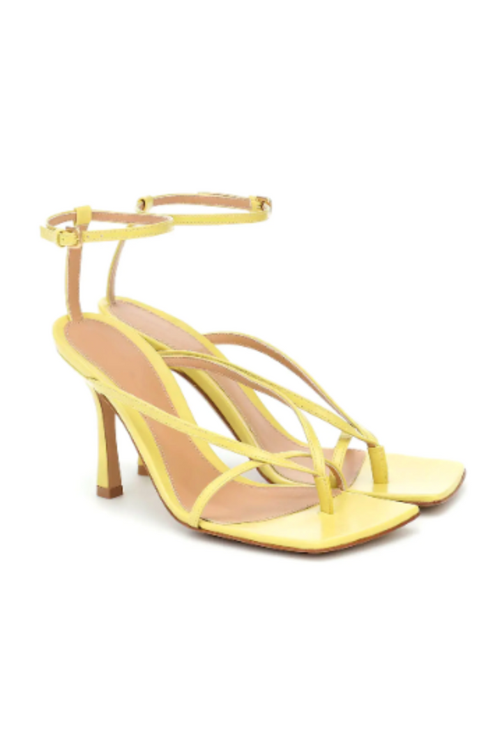 Strappy Square Toe Stiletto Sandal Heels, Ankle Strap Mid Heel Sandals, Available in Three Colours