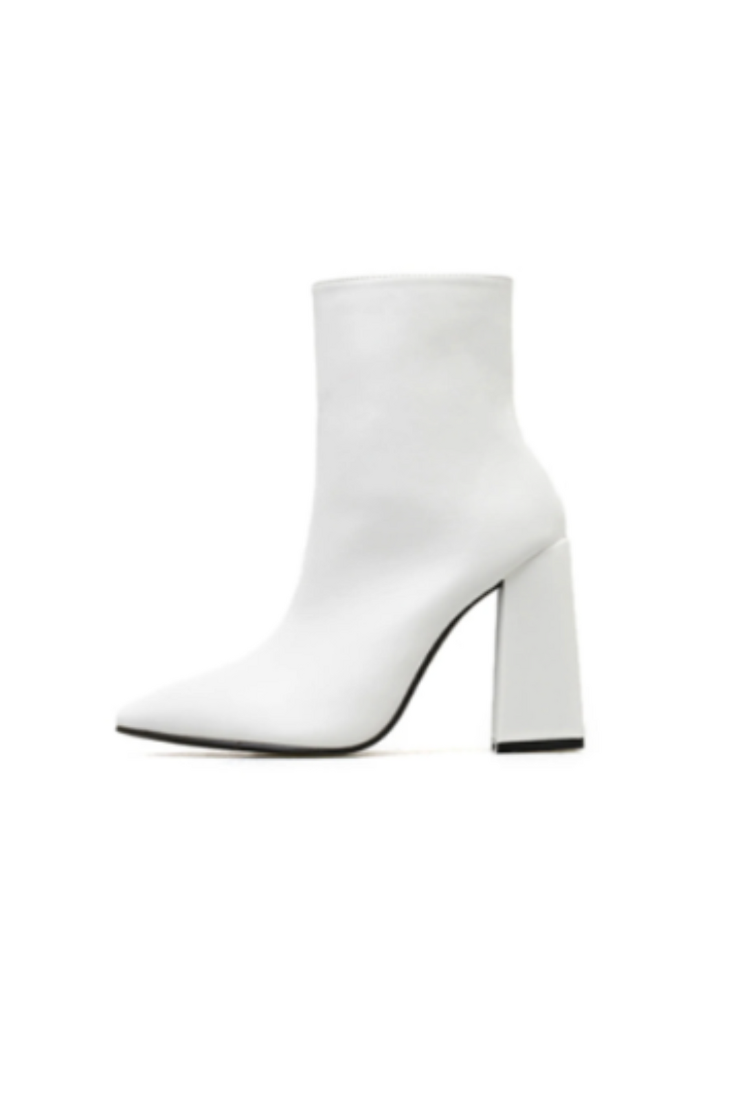 Flared Block Heel Sock Boots, White Pointed Toe Boots, Chunky Heeled Boots