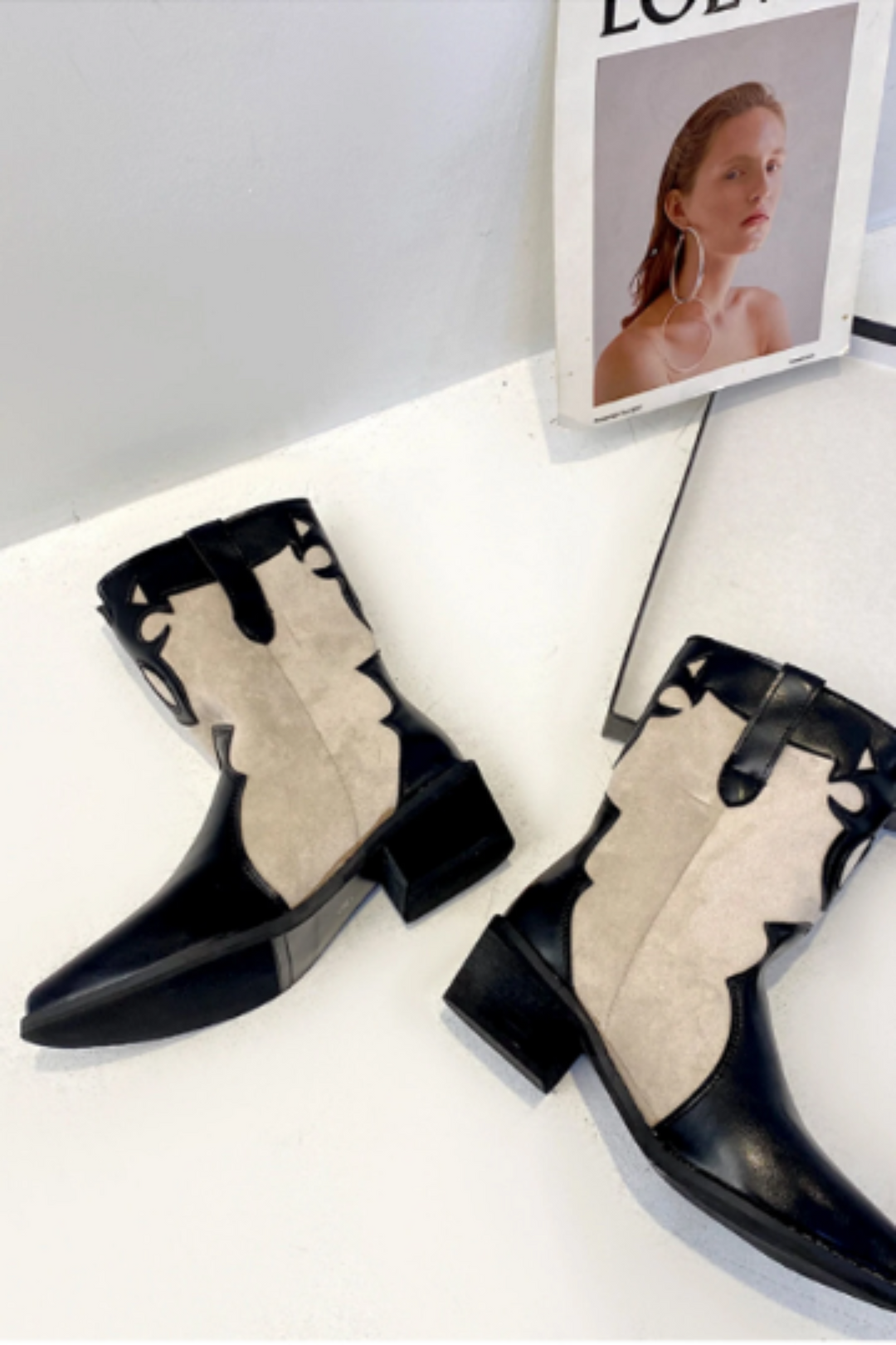 Cow Print Western Boots, Cowboy Boots, Point Toe, Chunky Heel