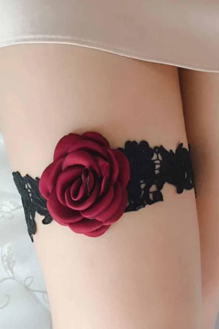 Women’s Sexy Lace Garters, Rose Flower Garter, Lace Thigh Belts