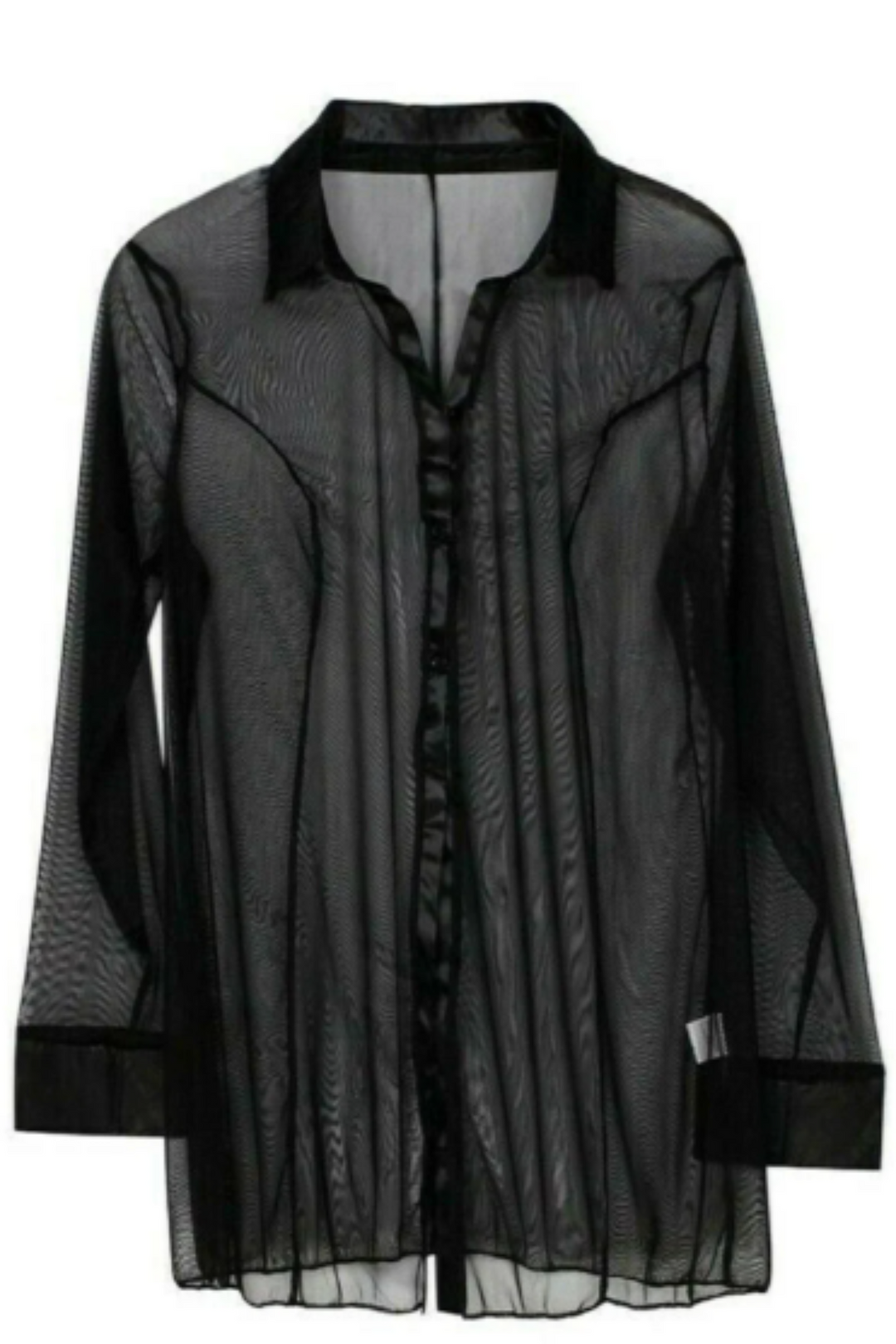 Sheer Mesh Long Sleeve Button Down Shirt, Oversized Fit, Available in Black & Red