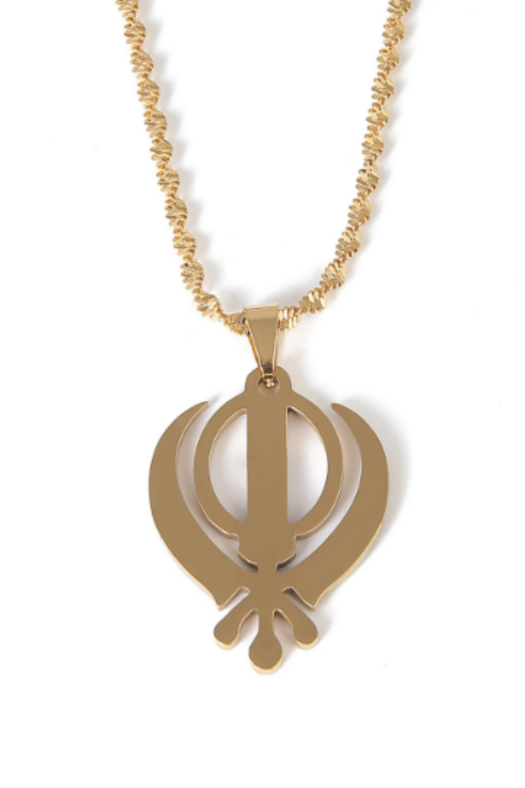 Stainless Steel Khanda Pendant Necklace, Sikh Sardar Punjabi Khanda Men Symbol, Available in Silver & Gold (48 Hour Dispatch)