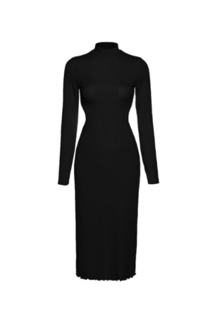 Backless Ribbed Knit Cut Out Maxi Dress, Sweater Bodycon Maxi Long Sleeve Dress, Available in Purple & Black