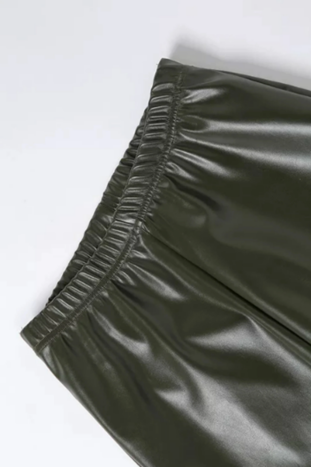 Faux Leather Split Hem Detail Trousers, High Waisted Stretchy Trousers, PU Pants, Available in Black & Green