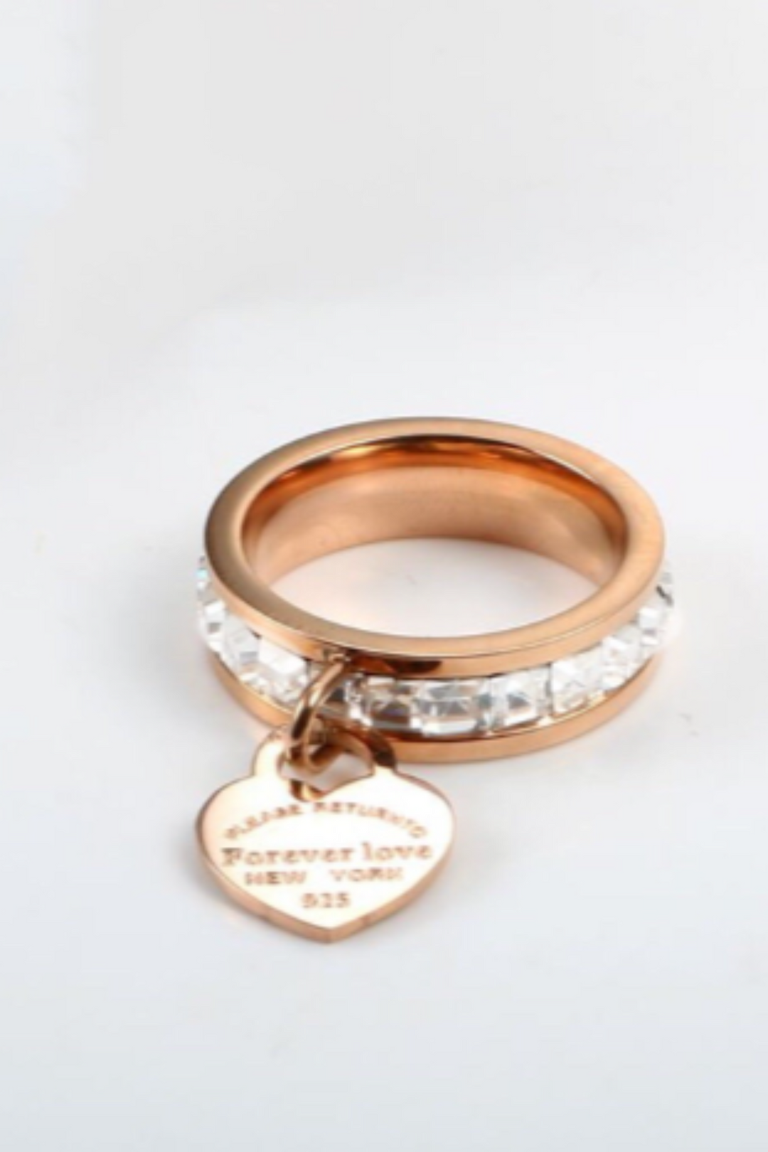 Gold Ring, Rose Gold Ring, Silver Ring, Love Heart Charm Rings, Elegant Cubic Zirconia, Ideal Gift