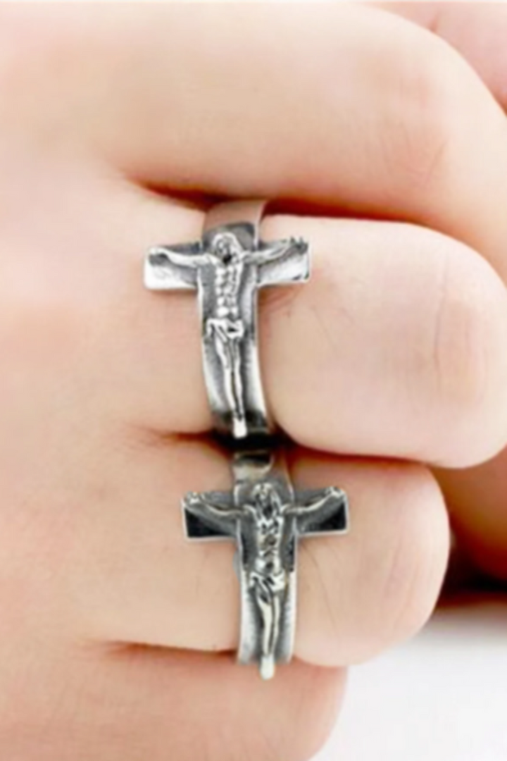 Cross Ring in Silver Finish, Unisex 3D Cross Ring, Ideal Gift