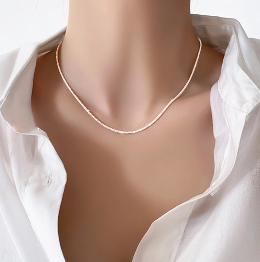 Classy Silver Necklace, Unique Design, Sparkles like Diamonds in the Light, Simple Chain Necklace, Ideal Gift