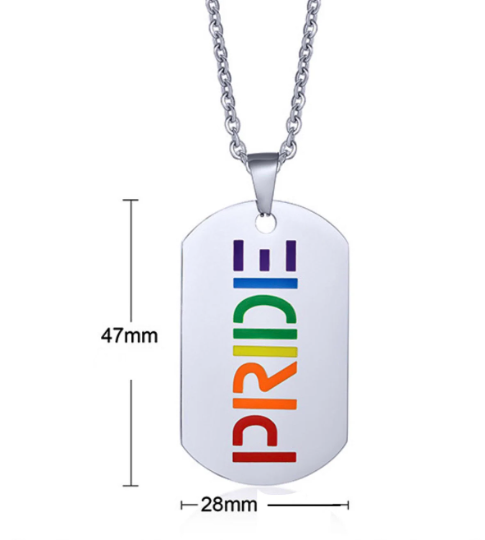 Unique Pride Pendant, Rainbow Enamel Detail, Stainless Steel, Gift Idea