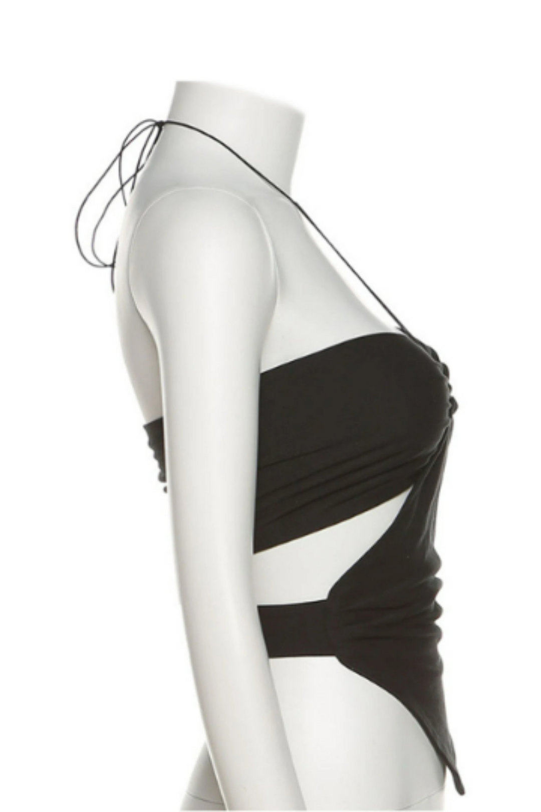 Layered Two Piece Top, O-Ring Halterneck Spaghetti Strap Scarf Top, Bandeau Crop Top, Y2K Top, Pink & Black