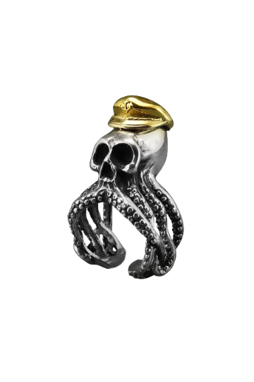 Men's Devil Skull Ring, Rugged Snake Punk Ring Jewelry, Biker Jewelry, Gothic Emo Aesthetic Metal Ring