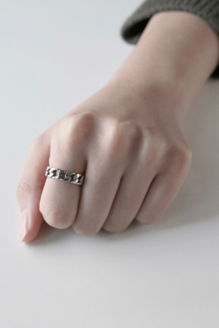 Silver Ring, Hollow Chain Rings For Women, Adjustable, Ideal Gift