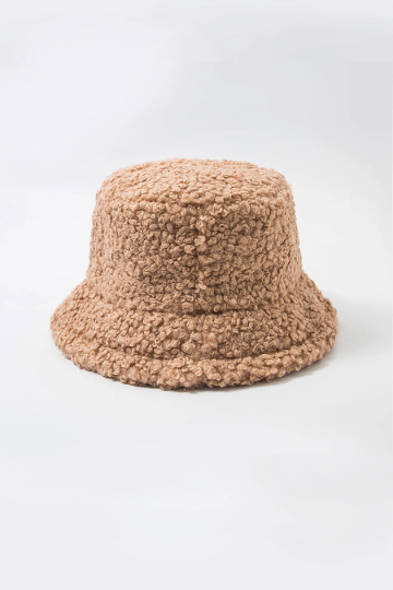 Solid Fuzzy Bucket Hat, Faux Fur Festival Bucket Hat, Available in Black, White & Beige